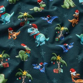 Francouzské froté letní teplákovina Vánoční dinosauři pod palmami | Glitzerpüppi –, 