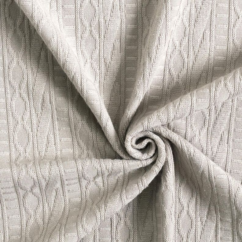Žakárový žerzej Směs bavlny zdobené proužky – hedvábně šedá,  image number 3