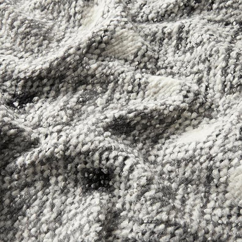 Pletené bouclé vlna mix velké kosočtverce – šedá,  image number 2