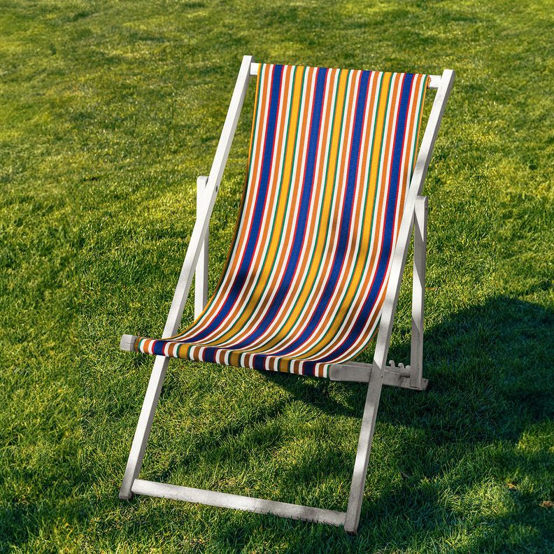 Outdoor Lehátkovina Podélné proužky 44 cm – karamelová/modrá,  image number 4