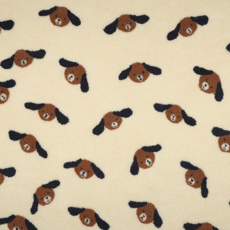 Plyš teddy Psí hlavy | Poppy Fabrics – světle béžová/černohnědá, image number 1