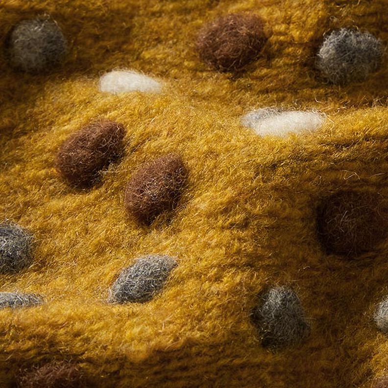 Vlněná pletenina Barevné nopky – kari žlutá,  image number 2