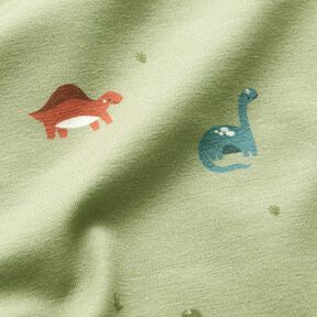 Bavlněný žerzej Šťastní dinosauři – šedobéžová, 