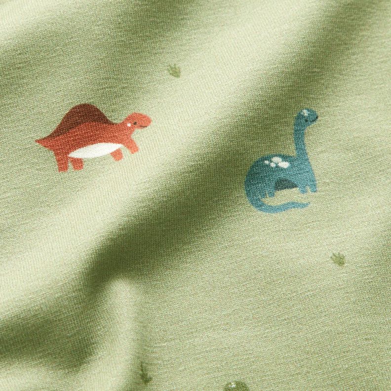 Bavlněný žerzej Šťastní dinosauři – šedobéžová, image number 2