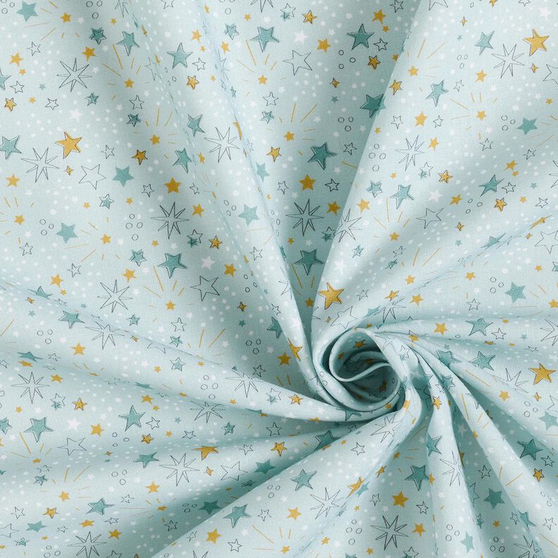 Bavlněný popelín Hvězdné nebe – baby modra,  image number 3