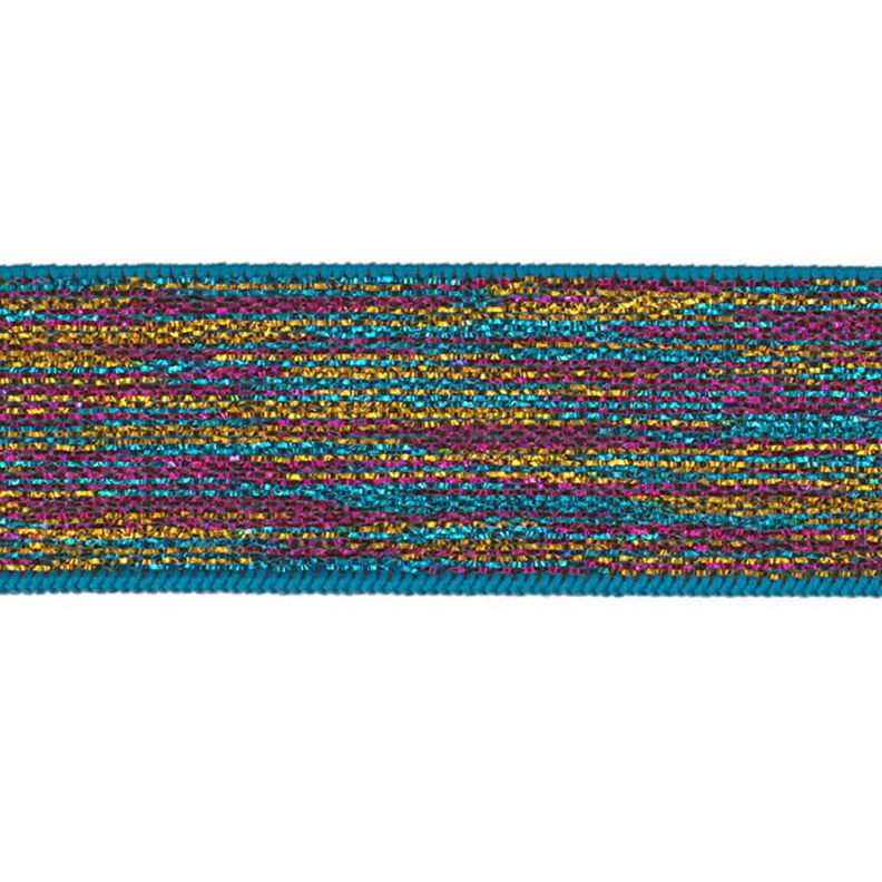 Elastická stuha [ Šířka: 25 mm ] – tyrkysovomodrá/pink,  image number 1