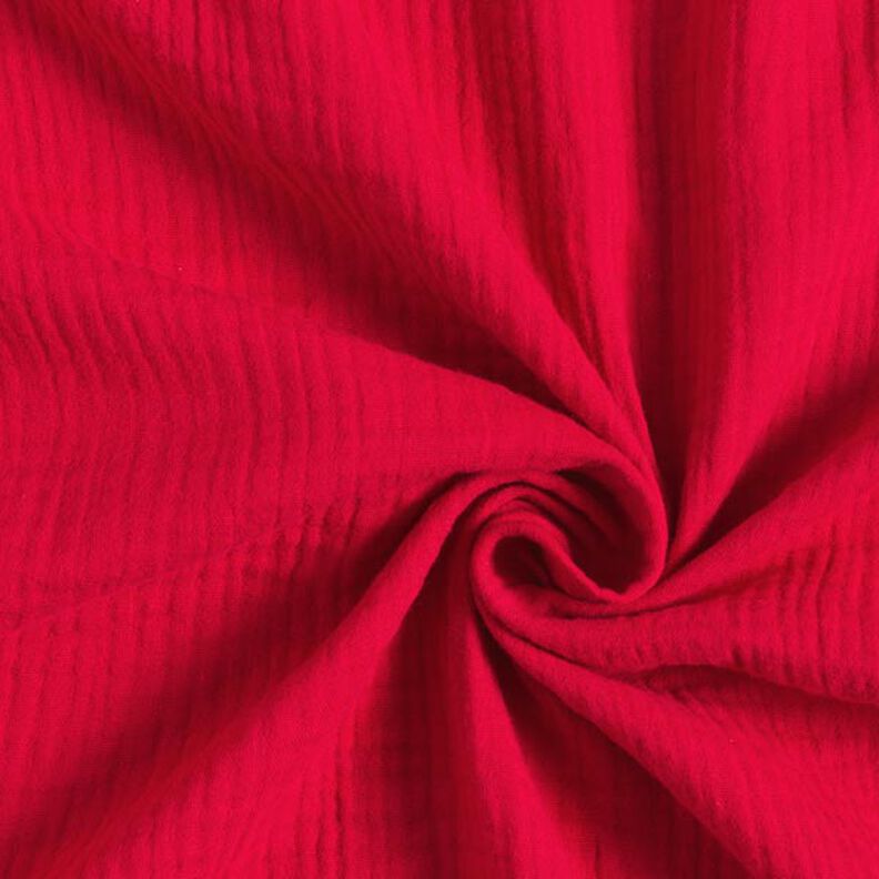 GOTS Mušelín / dvojitá mačkaná tkanina | Tula – karmínově červená,  image number 1