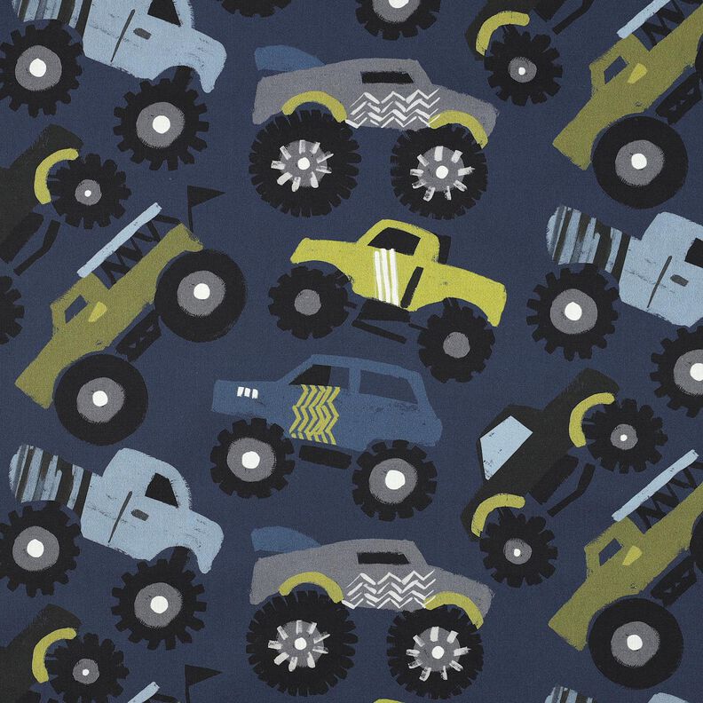 Bavlněný popelín Monstertrucky | Poppy Fabrics – namornicka modr,  image number 1