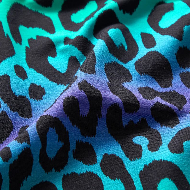 Francouzské froté letní teplákovina Barevný leopardí přechod digitální potisk –,  image number 2