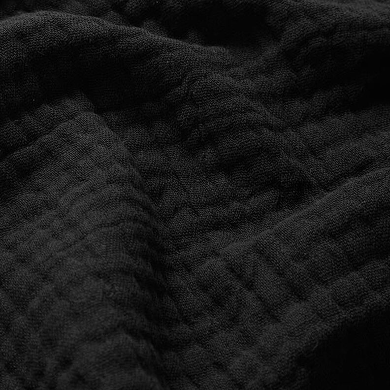 GOTS Třívrstvý bavlněný mušelín – černá,  image number 3