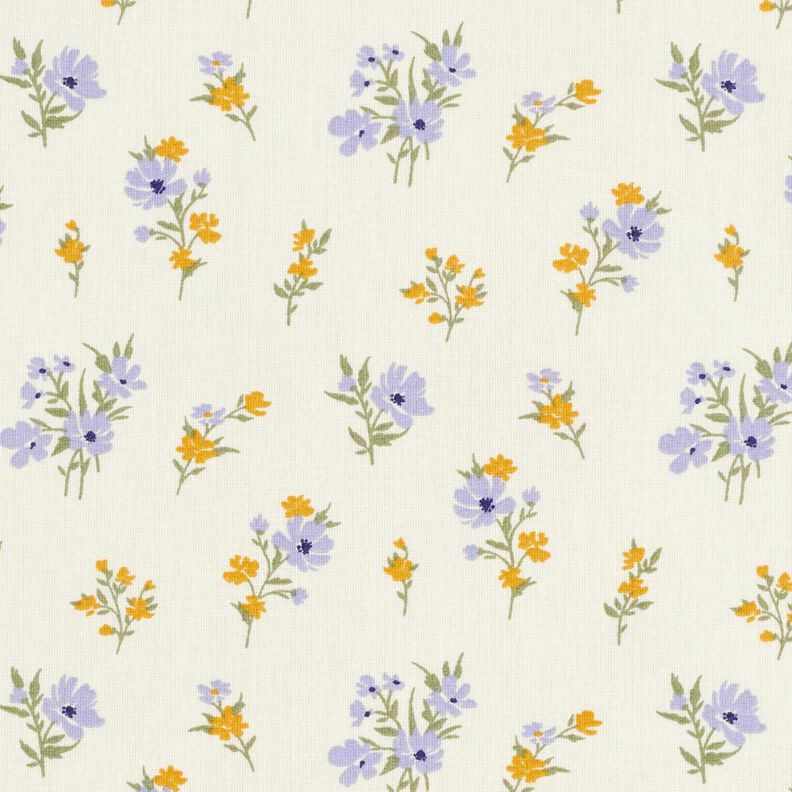 Bavlněná látka Kreton Mini květiny – kremová/šeříková,  image number 1