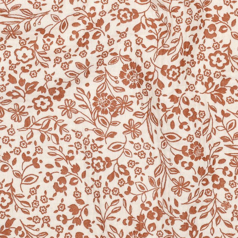 Mušelín / dvojitá mačkaná tkanina Dvoubarevné květy | Poppy Fabrics – světle béžová/karamelová, image number 2