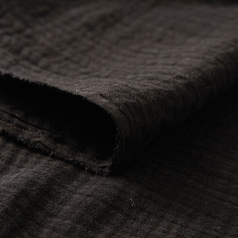 Mušelín / dvojitá mačkaná tkanina – černá,  image number 5