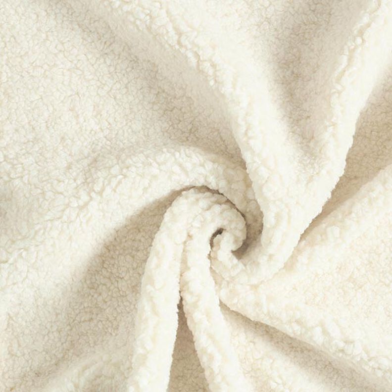 Čalounická látka plyš teddy – vlněná bílá,  image number 1