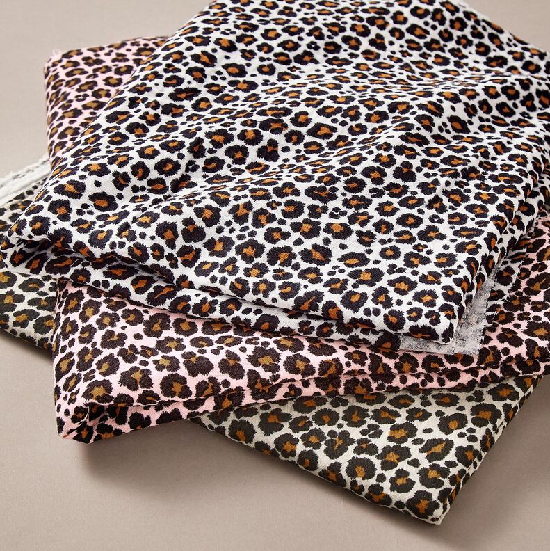 Mušelín / dvojitá mačkaná tkanina Leopardí vzor – taupe (šedohnědá)/černá,  image number 5