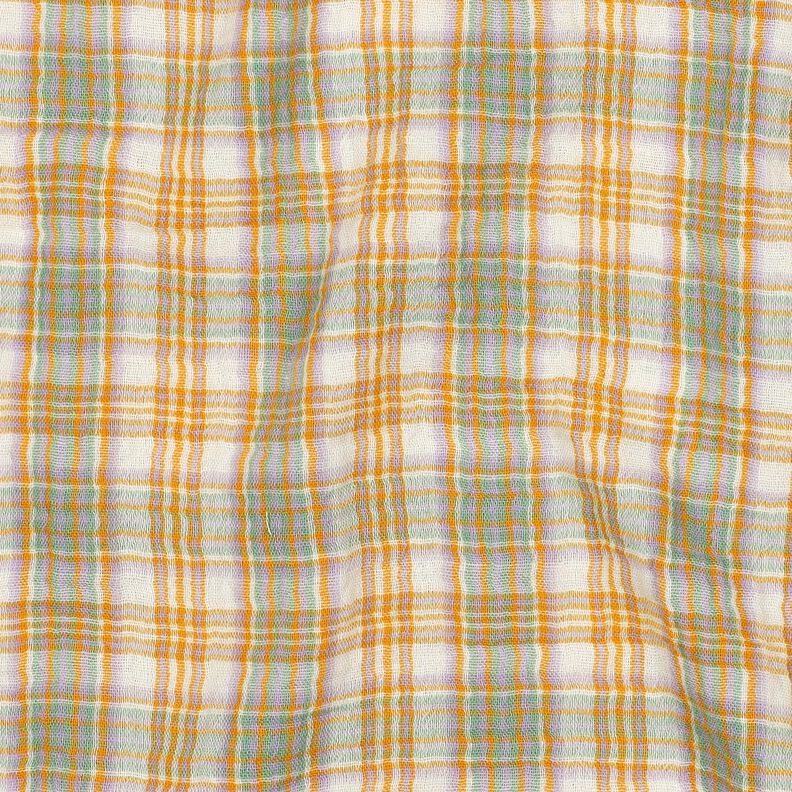 Mušelín / dvojitá mačkaná tkanina Károvaná | Poppy Fabrics – kari žlutá/šalvějová,  image number 2