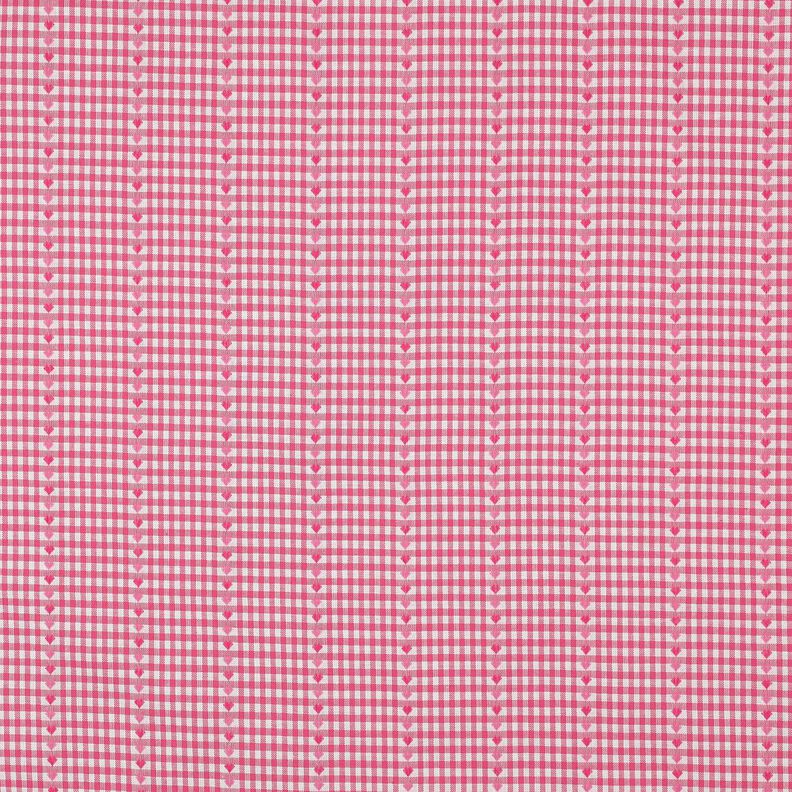 Bavlněná látka Žakár kára a srdíčka – pink/bílá,  image number 1