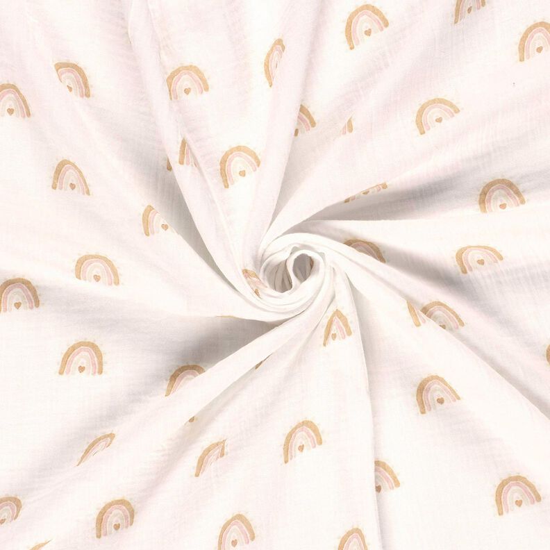 Mušelín / dvojitá mačkaná tkanina Akvarelové duhy digitální potisk – slonová kost,  image number 3