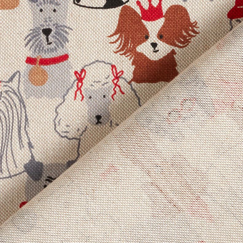Dekorační látka Polopanama Elegantní psi – přírodni/šedá, image number 4
