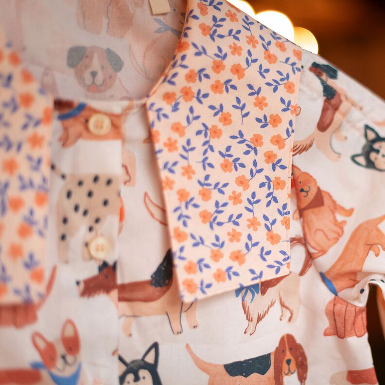 GOTS Bavlněný popelín Rozsypané kvítky | Poppy Fabrics – přírodni/broskvově oranžová, image number 7