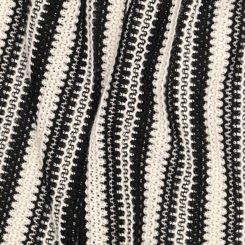 Pletenina Pruhy | Poppy Fabrics – černá/vlněná bílá,  image number 2