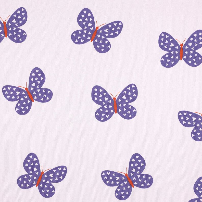 Teplákovina počesaná Velcí motýli | Poppy Fabrics – pastelove šeříková/modrofialková,  image number 1