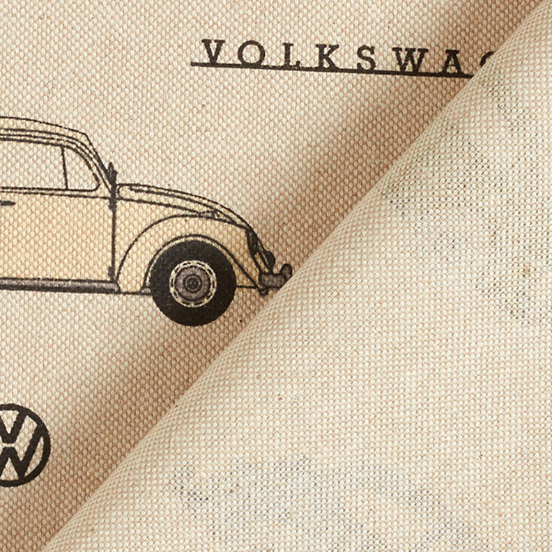 Dekorační látka polopanama VW Beetle – černá/přírodni,  image number 4