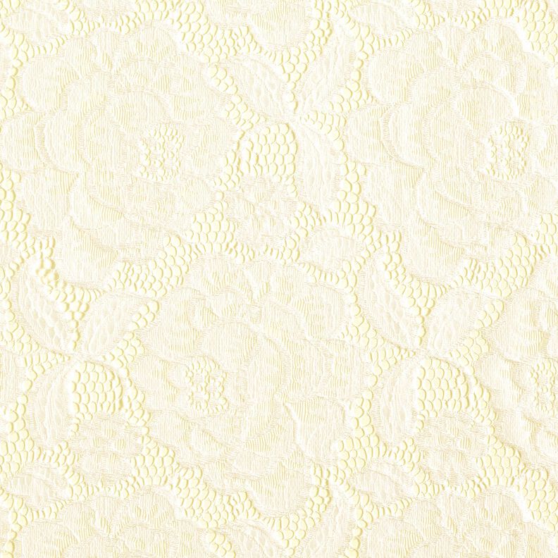 Elastická krajka Květy a listy – vlněná bílá, image number 1