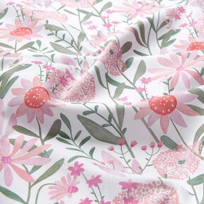 Bavlněný popelín velké luční květiny digitální potisk | Poppy Fabrics – bílá, 