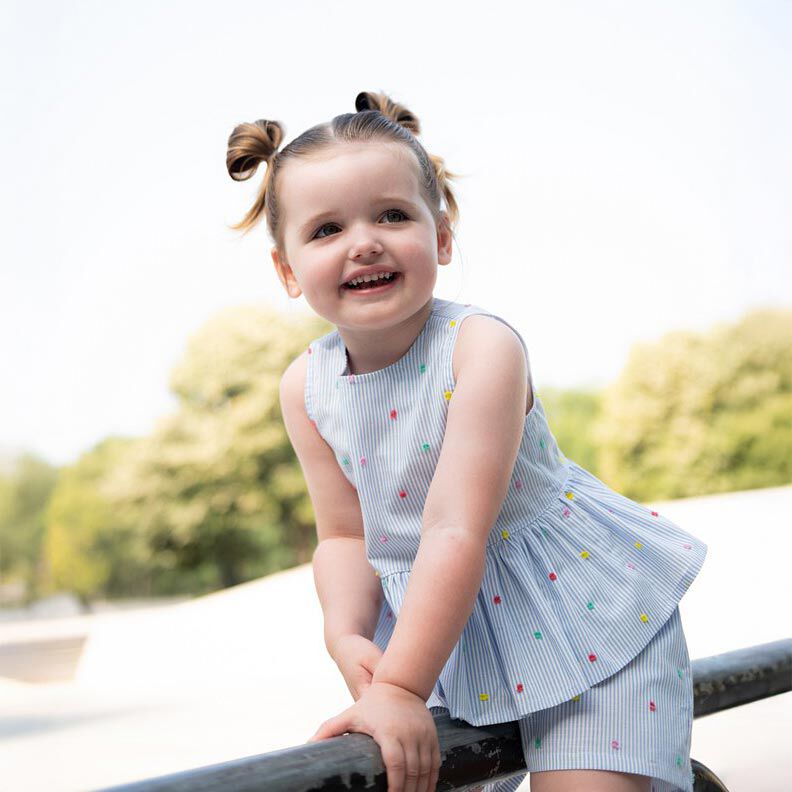 Jemný bavlněný batist Dobby a pruhy | Poppy Fabrics – světle modra/bílá,  image number 5