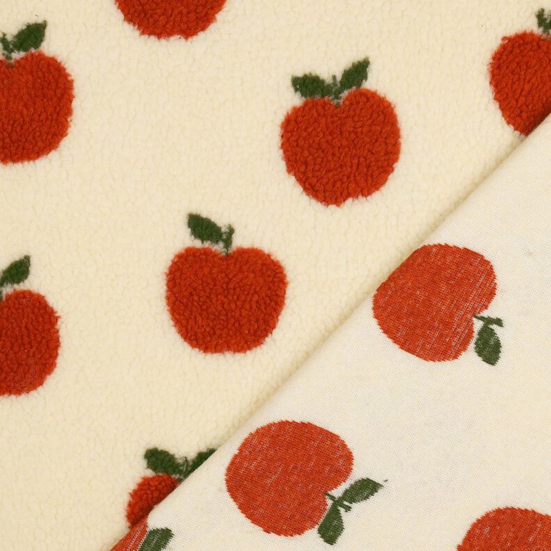 Plyš teddy Jablka | Poppy Fabrics – vlněná bílá/terracotta,  image number 4