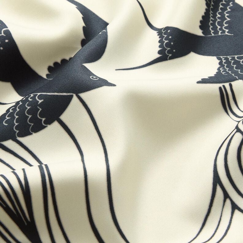 Saténový panel - vlaštovky | Katia Fabrics – antracitová/kremová,  image number 8