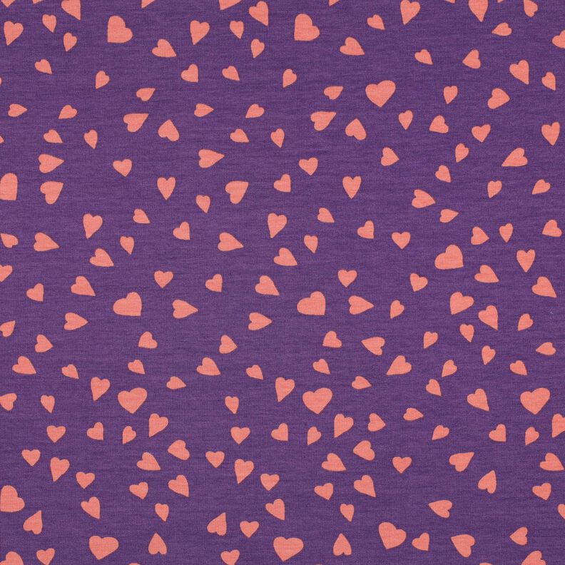 Letní teplákovina Srdíčka | Poppy Fabrics – světle fialova/starorůžová,  image number 1