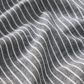 Směs lnu a bavlny Široké pruhy – černá/bílá, 