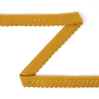Elastická krajková lemovací stuha 9 – hořčicová, 