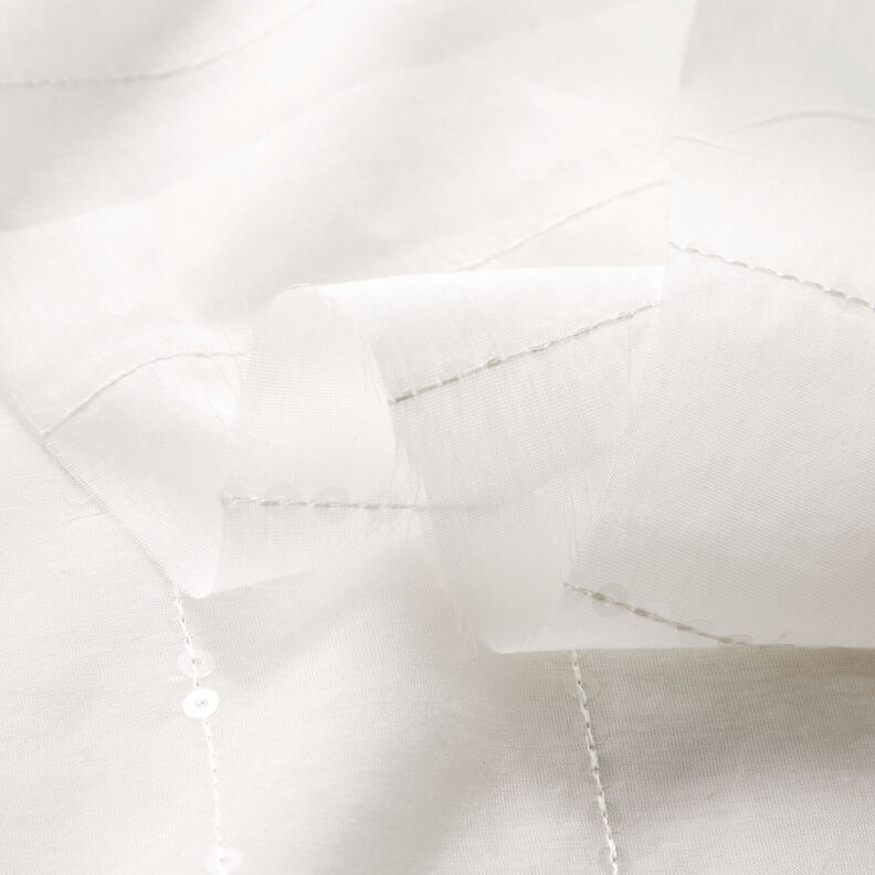 Voálová směs bavlny a hedvábí s flitry – bílá,  image number 3