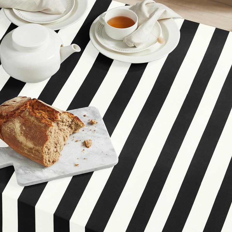 Dekorační látka Plátno Veselé pruhy – černá/bílá,  image number 7