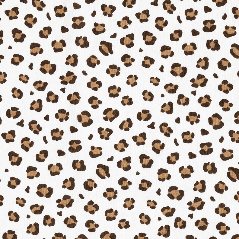 Bavlněný popelín Leopardí potisk – slonová kost/srnčí hnědá,  image number 1