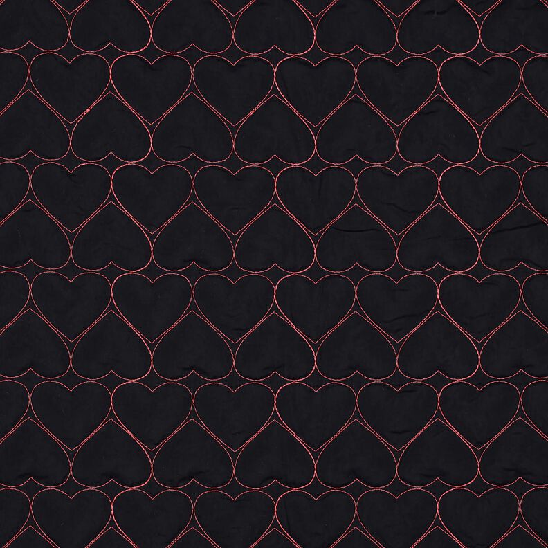 Prošívaná látka Neonové srdce | Poppy Fabrics – černá/zářivě růžová, image number 1