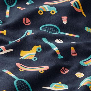 Bavlněný žerzej Retro sport | PETIT CITRON – noční modrá, 