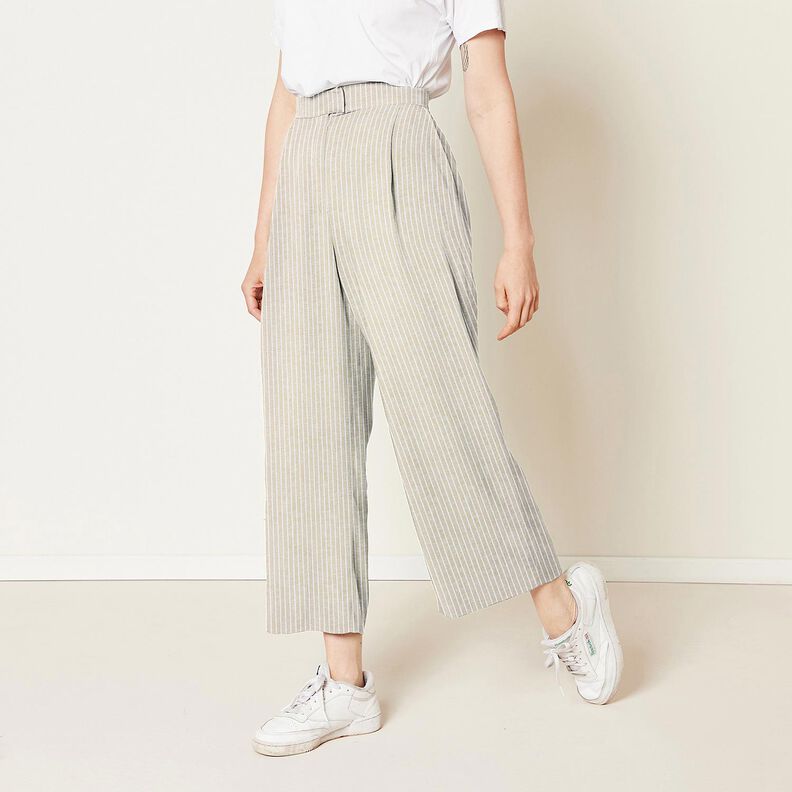 Směs lnu a bavlny &Scaron;irok&eacute; pruhy &ndash; tmavě b&eacute;žov&aacute;/b&iacute;l&aacute;,  image number 6