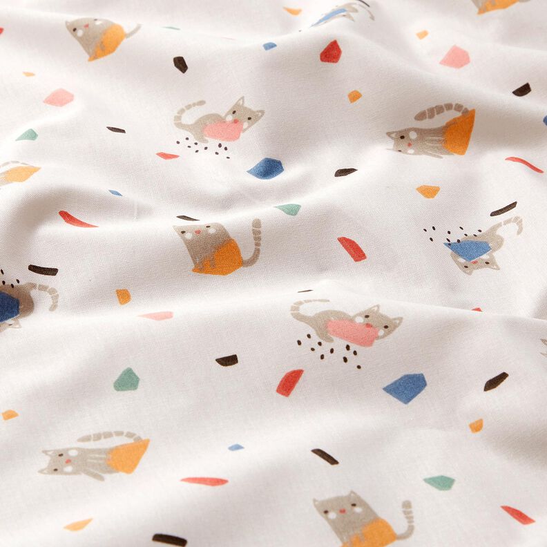 Bavlněný popelín Kočičí konfety – slonová kost/taupe (šedohnědá),  image number 2