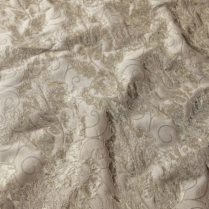 Oděvní žakár Brokát Květiny – taupe (šedohnědá),  image number 2