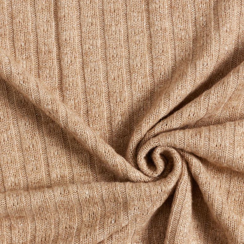 Pletenina Ajourové elegantní třpytivé pruhy – světle hnědá,  image number 3