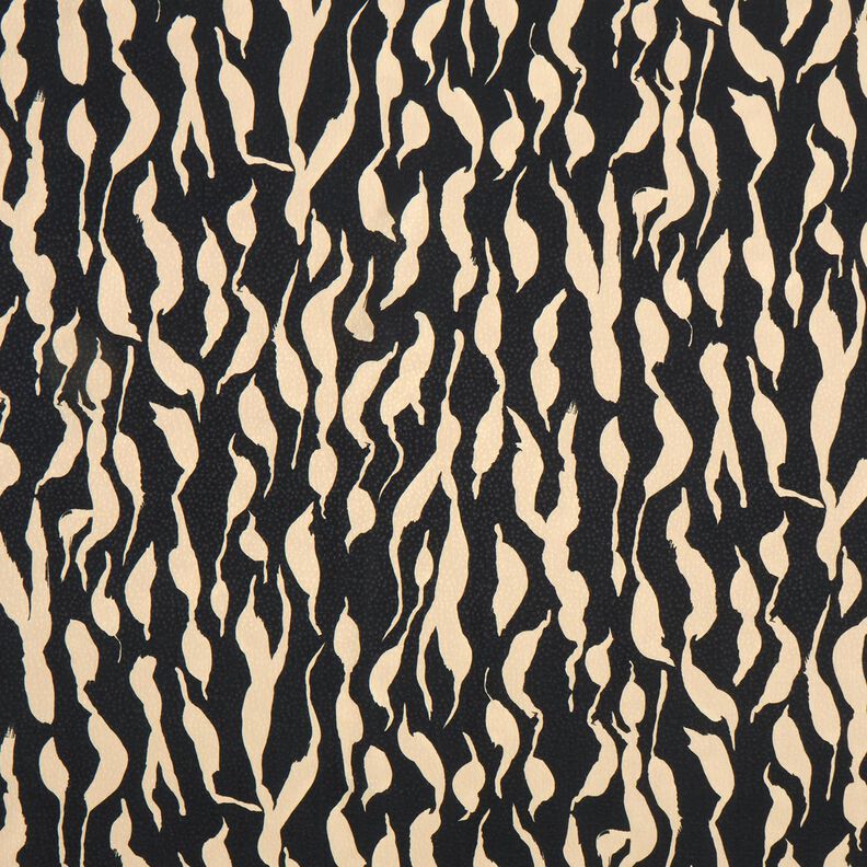 Viskózová tkanina Abstraktní vzor zebry – černá/světle béžová,  image number 1