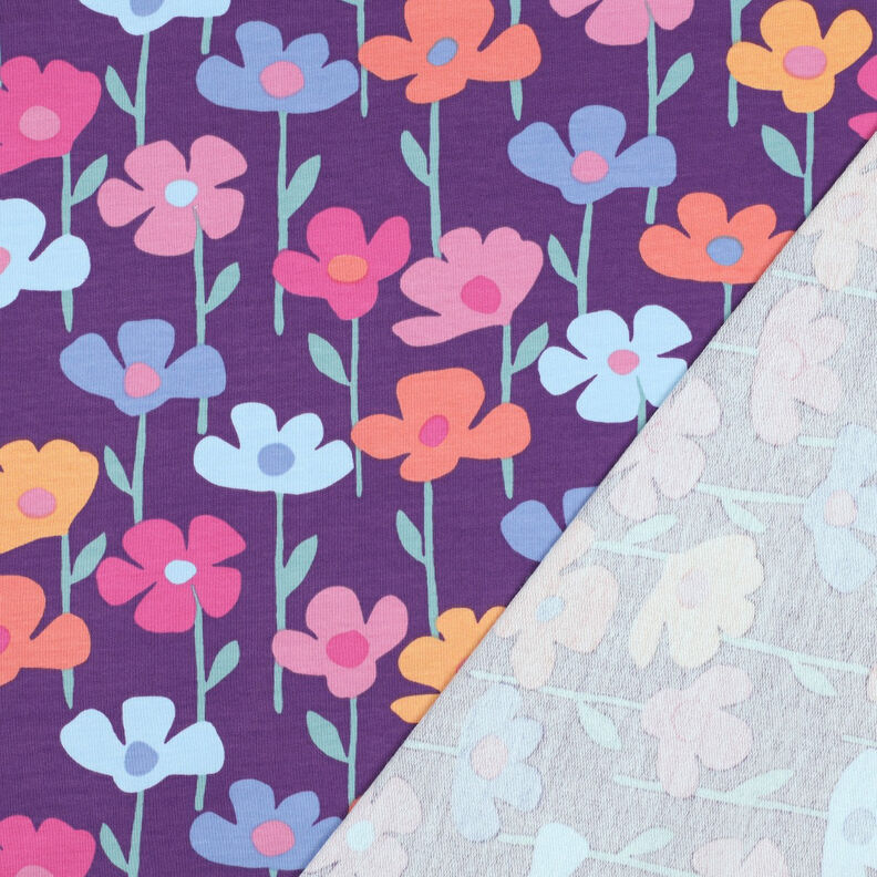 Francouzské froté letní teplákovina Barevné květiny | Poppy Fabrics – červenofialková,  image number 4