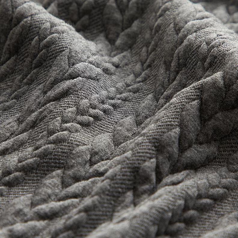 Žakárové žerzejové kloké Copánkový vzor – tmavě šedá,  image number 2