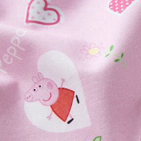 Bavlněný popelín Prasátko Peppa srdce Licenční látky | ABC Ltd – pastelově fialová, 