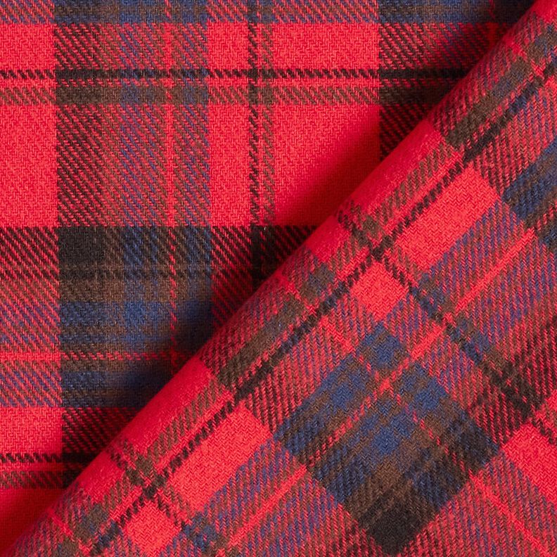 Bavlněný flanel Kostka – chili/indigová, image number 4
