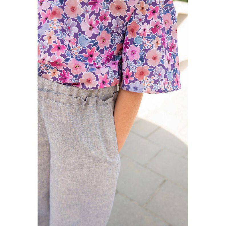 Šambré Lurex melírovaný | Poppy Fabrics – modrá/slonová kost,  image number 5